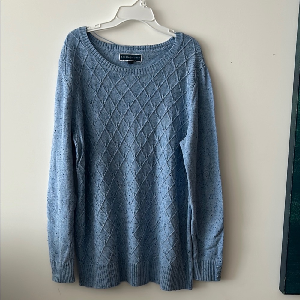 Karen Scott Women's Blue Cable Knit Sweater size L